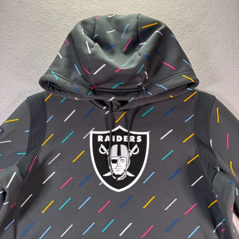 Las Vegas Raiders Crucial Catch Hoodie Sweatshirt Women Medium Gray Nike Dri Fit